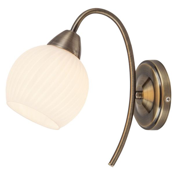 Lampada Da Parete Classica Con Paralume In Vetro E14 Marrone Antico Evangeline 7118 Rabalux-image