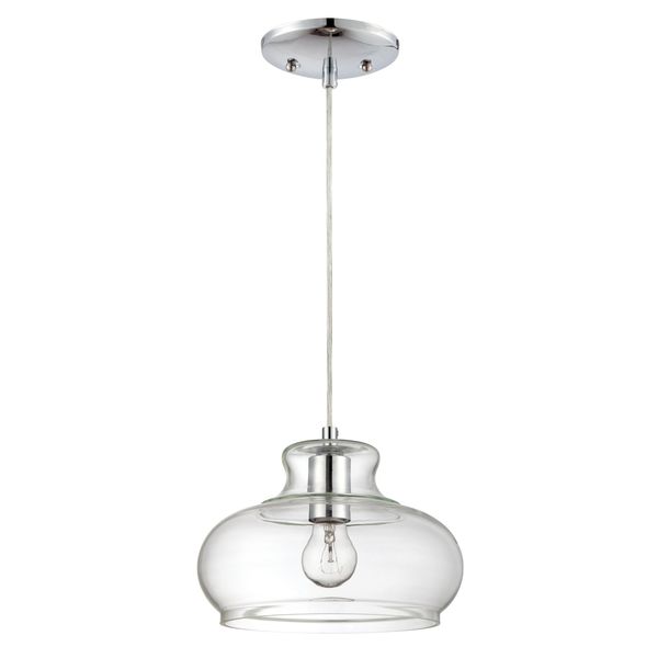 Lampada A Sospensione Cromo / Vetro Trasparente Maxi Con 1 Sorgente Luminosa-image