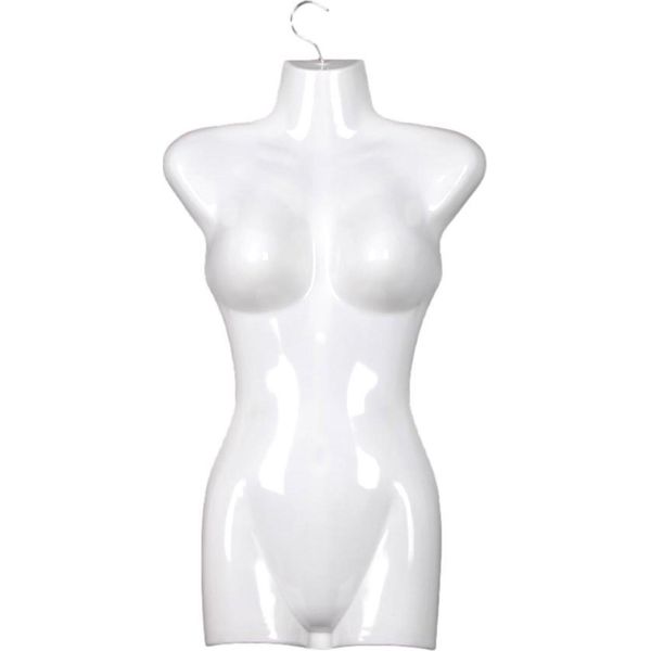 Set Di 6 Busti Femminili - Torso Da Donna In Plastica Da 70 Cm - Busto In Plastica Di Colore Bianco - Mezzo Busto Da Donna In Plastica - Figura Di Manichino - Manichino Con Ganci-image