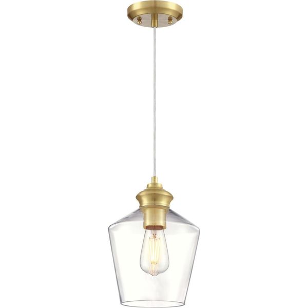 Pendente A Luce Singola Ramsey In Ottone / Vetro Trasparente-image