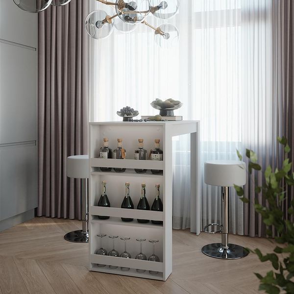 Vicco Set Di Tavoli Da Bar Repose, 57 X 117 Cm Con 2 Sgabelli Da Bar, Bianco-image