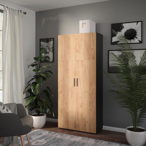 Vicco Armadio Universale Ingo, 80 X 183.8 Cm, Antracite/Quercia Dorata-image