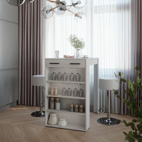 Vicco Tavolo Bar Con Sgabelli Repose, 67 X 100 Cm Con 2 Sgabelli Da Bar, Bianco/Antracite/Bianco-image