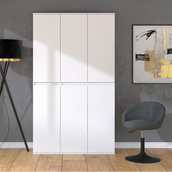 Vicco Armadio Multifunzione Claus, 111 X 191.5 Cm Con 6 Porte, Bianco-image
