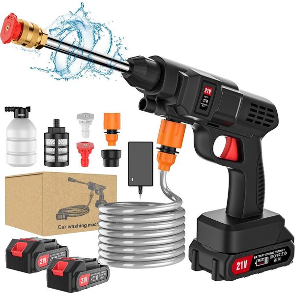Pistola Per Autolavaggio, Idropulitrice, Design Leggero, 2 Batterie, Funzionamento A Batteria, 2 Batterie, Funzionamento A Batteria-image