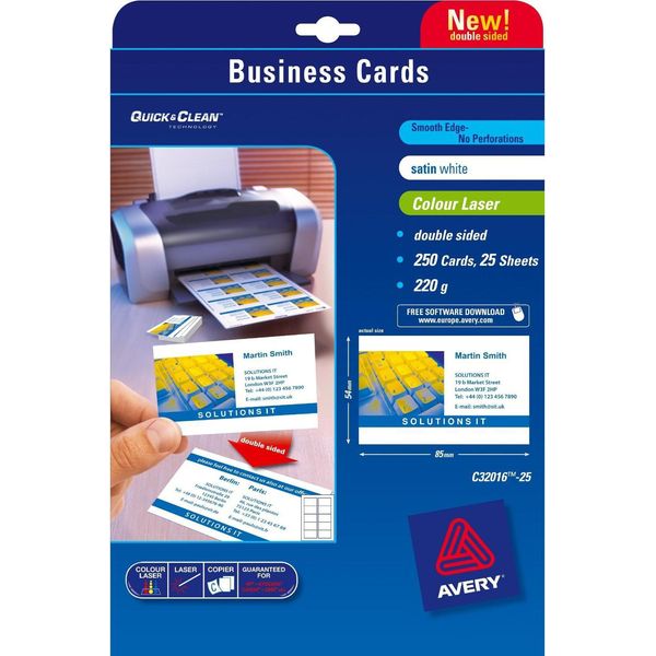 Avery Quick&Clean 85 X 54 Mm (X25) Biglietto Da Visita 250 Pz-image