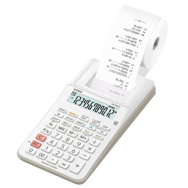 Casio HR-8RCE - Calcolatrice Da Tavolo - 12 Cifre - 1 Riga - Batteria Ricaricabile - Bianco-image