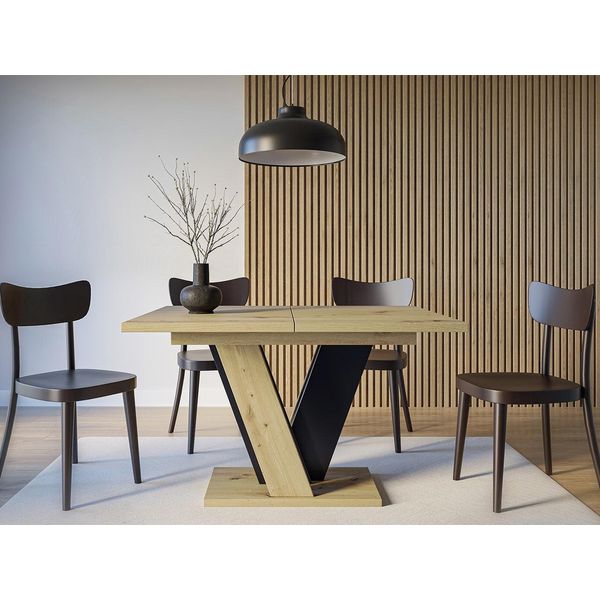 Tavolo Da Pranzo Allungabile 120X90 Cm Frejma - Rovere Artigianale / Nero-image