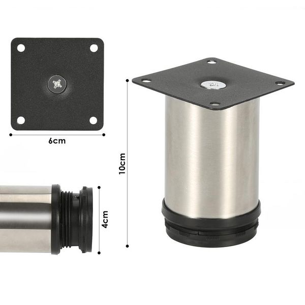 Jiubiaz 4X Piedini Per Mobili Piedini Per Mobili In Acciaio Inox Diametro 40 Mm Altezza 100 Mm Nero Altezza Regolabile-image