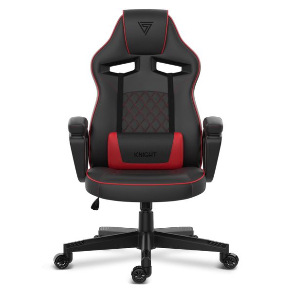 Sedia Da Gioco SENSE7 Knight - Sedia Da Ufficio Ergonomica Con Funzione Dondolo Flowtech™, Schiuma Hr, Ecopelle Hde™, Elevazione A Gas, Fino A 120 Kg, Nero-Rosso-image