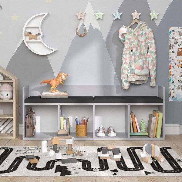 Vicco Scaffale Per Bambini Luigi, 142.4 X 53.4 Cm 4 Scomparti, Grigio Chiaro-image