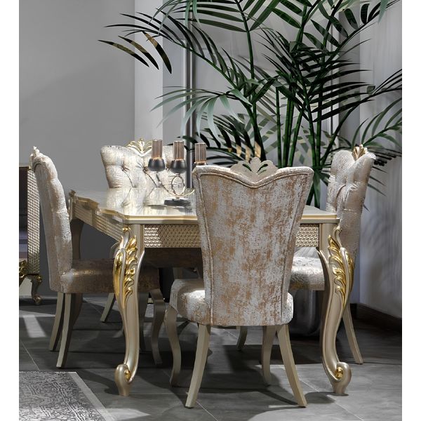 Sala Da Pranzo Set Da Pranzo Sala Da Pranzo Tavolo Sedie Beige Set Legno 5 Pezzi-image