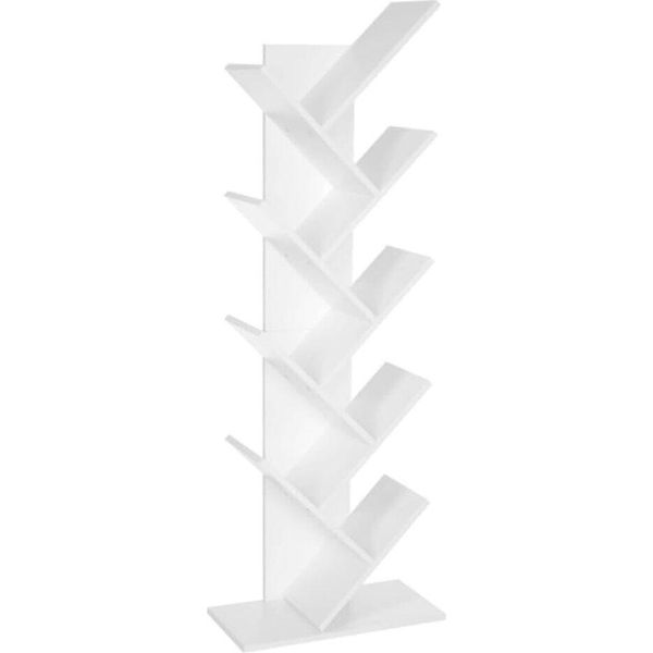 Vasagle Libreria A Scaffale Con 8 Livelli A Forma Di Albero Armadio Di Stoccaggio Per Soggiorno Ufficio Camera Da Letto Bianco-image