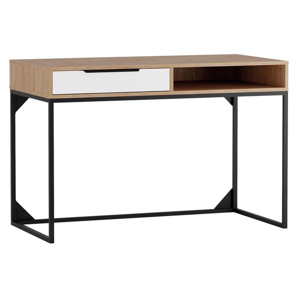 Scrivania Fabens Con Contenitore - Noce Americano / Bianco Opaco / Nero Opaco-image