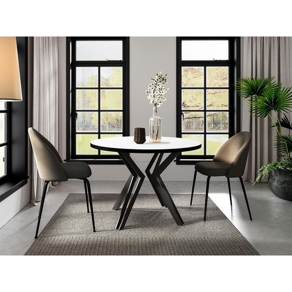 Tavolo Da Pranzo Rotondo Allungabile Hillsboro - Nero / Bianco Artico-image