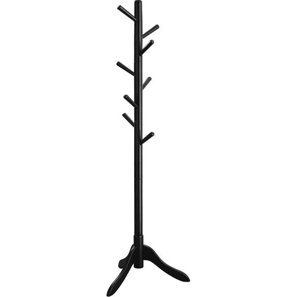 Vasagle Appendiabiti In Legno Massiccio Appendiabiti Ad Albero Autoportante Con 8 Ganci Per Giacche Cappelli Borse Ingresso In Legno Di Gomma Nero-image