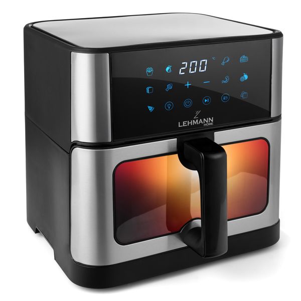 Friggitrice Ad Aria Calda Lehmann, Airfryer 1800 W, Capacità 10L, 80°-200°, 12 Programmi, Con Finestra Di Visualizzazione - Cottura E Frittura Senza Grassi-image