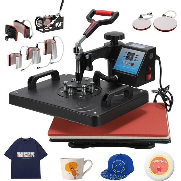 Clanmacy 8 In 1 Pressa Di Trasferimento Heatpress Macchina Per Il Trasferimento Di Magliette Pressa Per Tazze Display Lcd Max. 250 °C Nero 1250W-image
