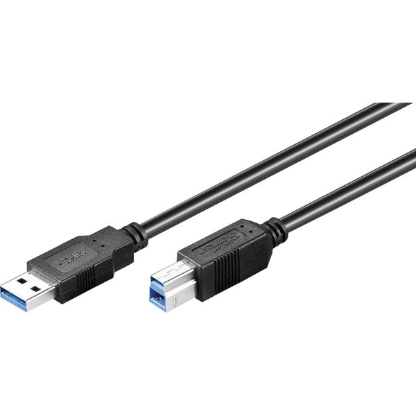 10X Goobay 93654 Cavo Usb 3.0 Superspeed, Nero, 3 M - Spina Usb 3.0 (Tipo A) > Spina Usb 3.0 (Tipo B)-image