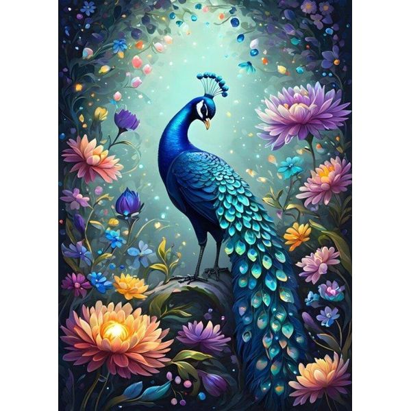 Gioco Di Posa Del Puzzle Bluebird Flowers & Peacock - 500 Pezzi - Giocattolo Colorato-image