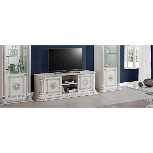 Rtv Design Credenza Tv Bassa Cassettiera Tv Lusso Mobile Legno Bianco Mobili Nuovi-image