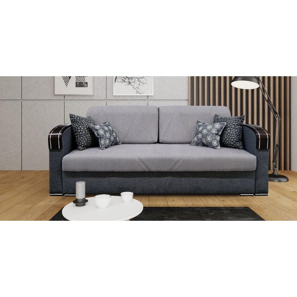 Divano Design 3 Posti Imbottitura Mobili Grigio Tessile Legno Mobili Divano Letto Nuovo-image
