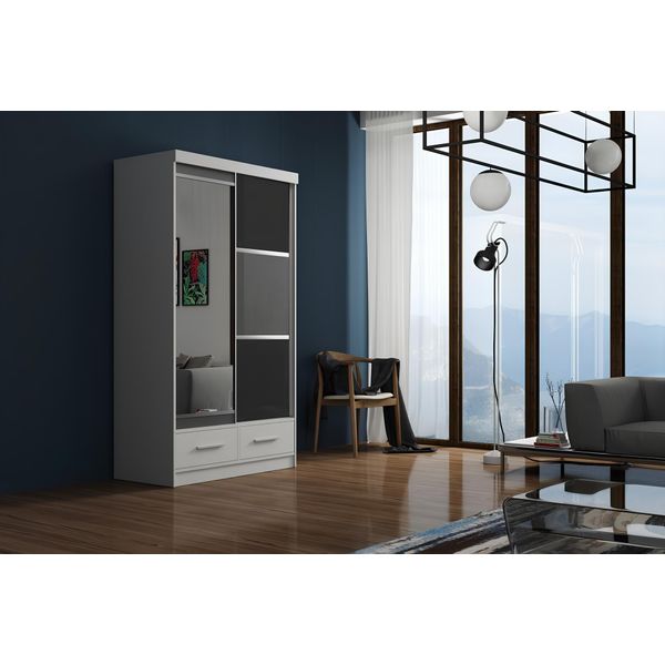 Armadi Mobili Soggiorno Legno Armadio Bianco Design Alto Lucido-image