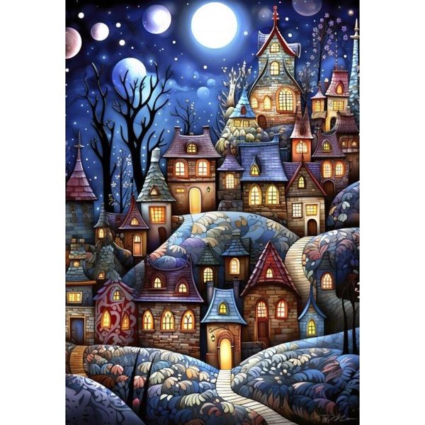 Puzzle Alipson Villaggio Sotto La Luna - 1000 Pezzi-image