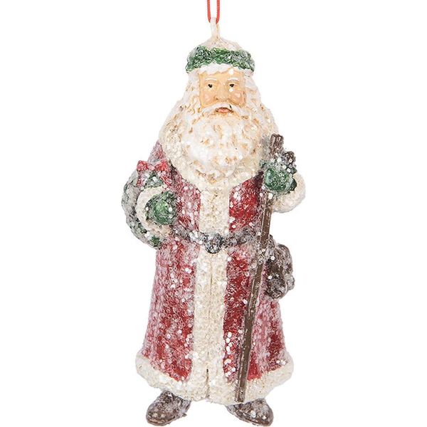 Targhetta Natalizia Clayre & Eef Babbo Natale 5X4X12 Cm Plastica Rossa-image