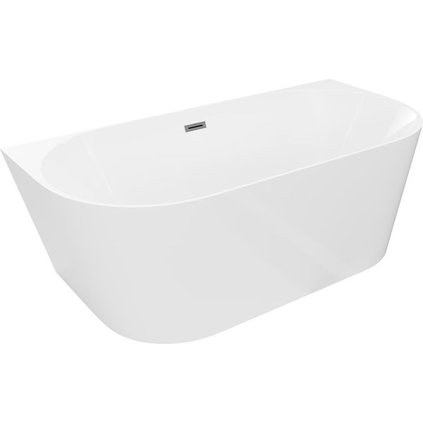 Mexen Oval Slim Vasca Da Bagno Indipendente A Parete 170 X 80 Cm, Bianca, Troppopieno Grigio Pistola Spazzolato - 52661708000-66-image