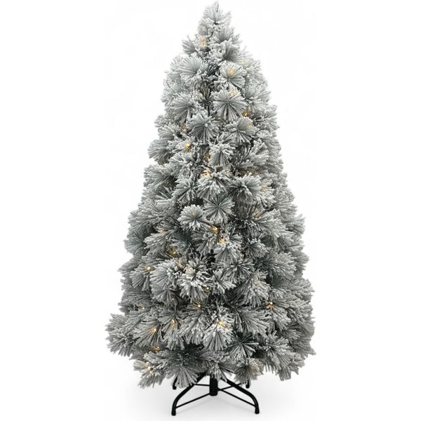 Albero Di Natale Artificiale Con Neve E Luci 150 Cm-image