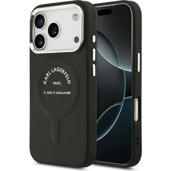 Custodia Karl Lagerfeld Per Iphone 17 Pro Compatibile Con Magsafe KLHMP17LPSKRSGEK (Pu Con Logo Karl Rsg) Nero-image