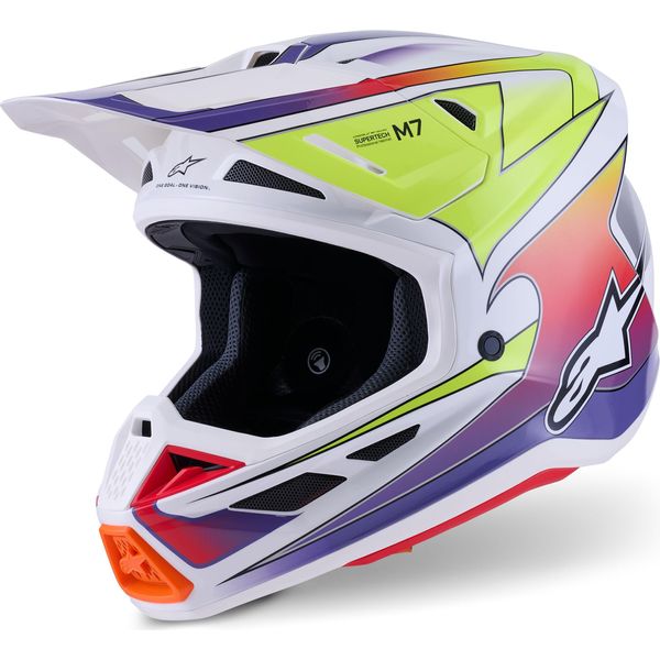 Casco Supertech S-M7 Fuse, Alpinestars (Bianco/Giallo Fluo/Viola, Taglia L)-image