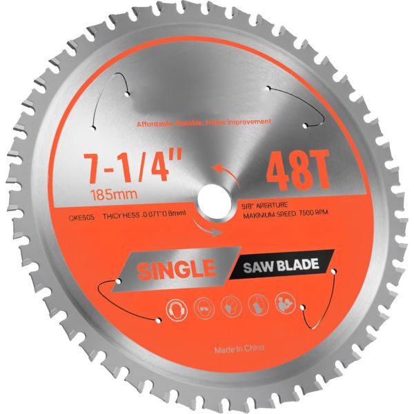 Lama Circolare Succebuy (185 Mm Di Diametro, 48 Denti Precisi, 1,8 Mm Di Spessore) Adatta Per Acciaio E Alluminio, Compatibile Con Diverse Seghe Circolari, In Acciaio Legato Di Alta Qualità Con Estrattori Di Calore A Riduzione Del Rumore-image