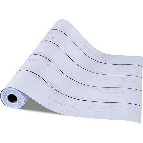 Succebuy Carta Da Parati Autoadesiva, 45 Cm X 12 M, Pellicola Murale Con Effetto Legno Bianco, Pellicola Vinilica Idrorepellente Per Decorare Camere Da Letto, Cucine, Uffici, Bagni E Mobili-image