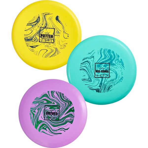 Succebuy Disc Golf Starter Set (3 Pezzi), Dischi Da Frisbee Per L'allenamento Di Tutto Il Corpo, Inclusi Putter, Mid-Range E Driver, Certificati Pdga, Adatti Per Giardino, Prato, Spiaggia E Parco All'aperto-image