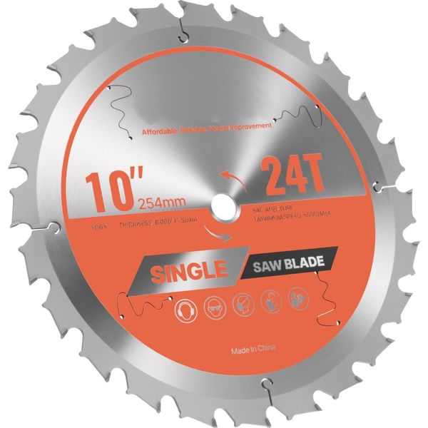 Lama Circolare Succebuy (Diametro 254 Mm, 24 Denti Precisi, Spessore 2,5 Mm) Adatta Per Compensato, Osb E Legno Duro, Compatibile Con Seghe Circolari, Lama In Lega Resistente Con Estrattori Di Calore A Riduzione Del Rumore-image