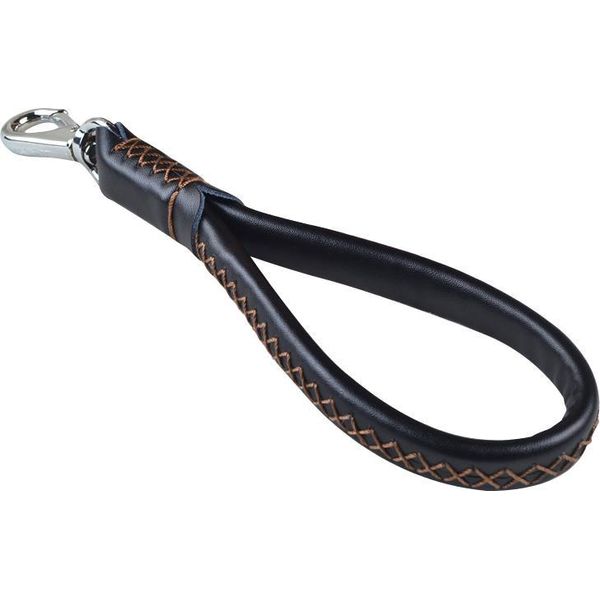 Guinzaglio Per Cani In Vera Pelle, Guinzaglio Corto Nero, Guinzaglio Corto In Pelle Di Vacchetta Per Cani E Addestramento-image