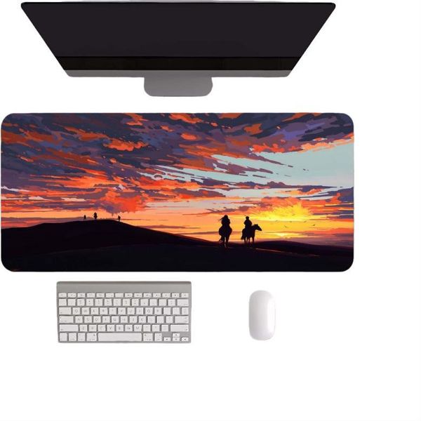Inf Tappetino Per Mouse E Tastiera Con Paesaggio Al Tramonto, Antiscivolo Grande-image