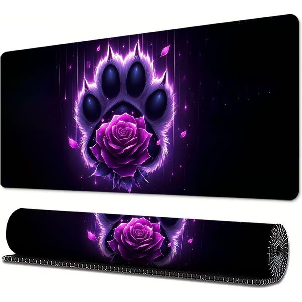 Inf Tappetino Mouse Design Floreale Gomma Naturale Antiscivolo Esteso Gaming Grande-image