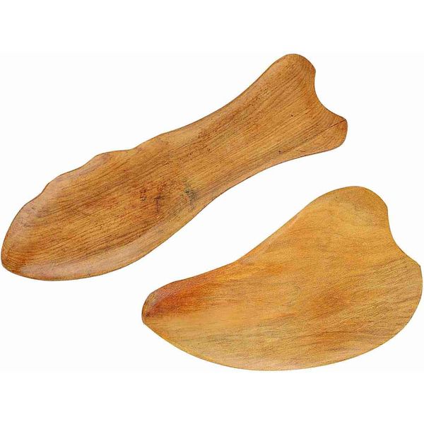 Raschietto Gua Sha 2 Pezzi, Materiale Di Legno Di Sandalo Premium Gua Sha Board Gua Sha Massaggiatore Del Viso Per Il Viso Del Collo, Viso E Collo Di Sollevamento (01)-image