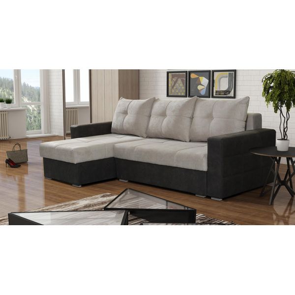 Divano Angolare A Forma Di L Nobile Divani Moderni Italia Mobili Tessuto Beige Nuovo-image