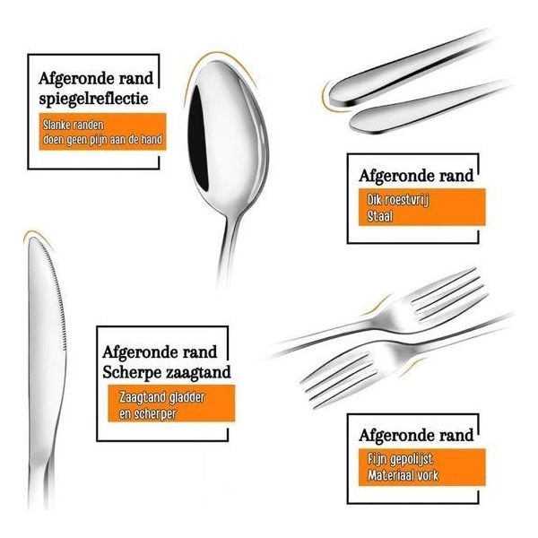 Set Di Posate - Set Di Posate In Acciaio Inox Da 48 Pezzi Per 8 Persone - Lussuoso Set Da Portata In Acciaio Inox Lucido-image