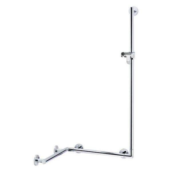 Keuco Plan / Plan Care Corrimano Doccia 597 X 1265 X 880 Mm Con Asta Doccia - Alluminio Anodizzato/Cromato Argento - 34908174611-image