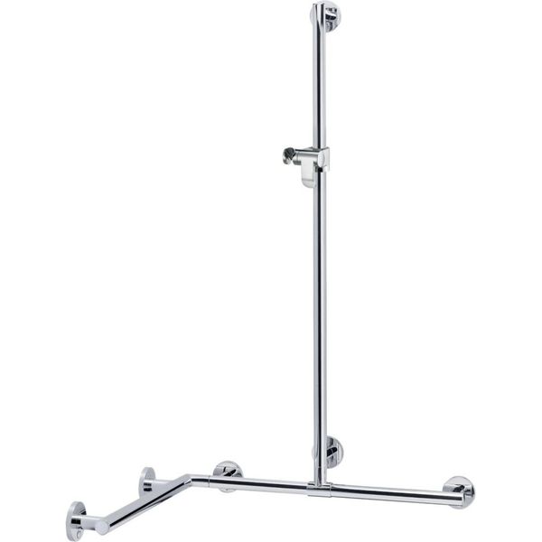 Keuco Plan / Plan Care Corrimano Doccia 797 X 1263 X 1097 Mm Con Asta Doccia - Alluminio Anodizzato/Cromato Argento - 34915176911-image