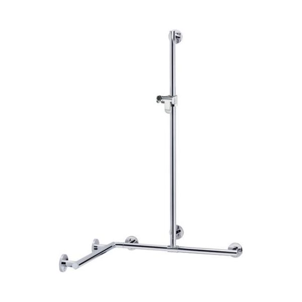 Keuco Plan / Plan Care Corrimano Doccia 1097 X 1263 X 1097 Mm Con Asta Doccia - Alluminio Anodizzato/Cromato Argento - 34915179911-image