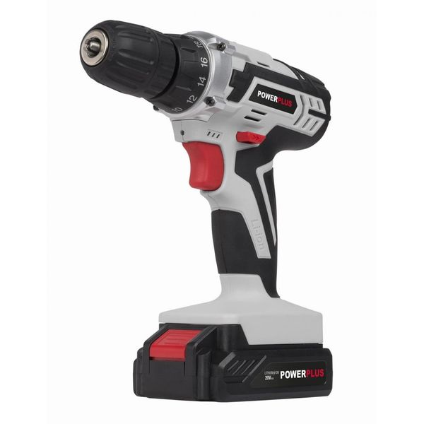 Trapano Avvitatore Powerplus Trapano A Batteria 20 Volt Li-Ion Illuminazione A Led-image