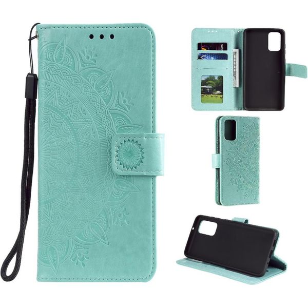 Custodia Per Samsung Galaxy S20 Custodia Del Telefono Cellulare Flip Cover Protettiva Mandala Verde-image
