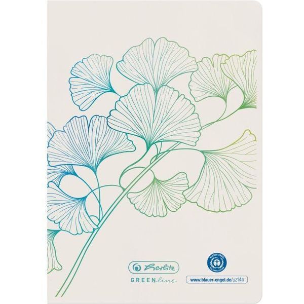 Herlitz 50033584 Herlitz Notizheft A6 32 Blatt Liniert Greenline Ginkgo-image