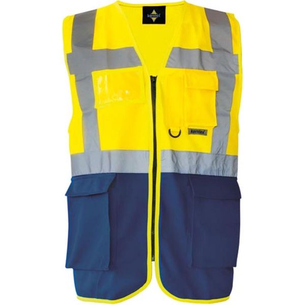 Korntex Kxmf | Gilet Di Segnalazione Multifunzione Executive - Colore: Giallo Segnale/Marino - Taglia: 4XL-image